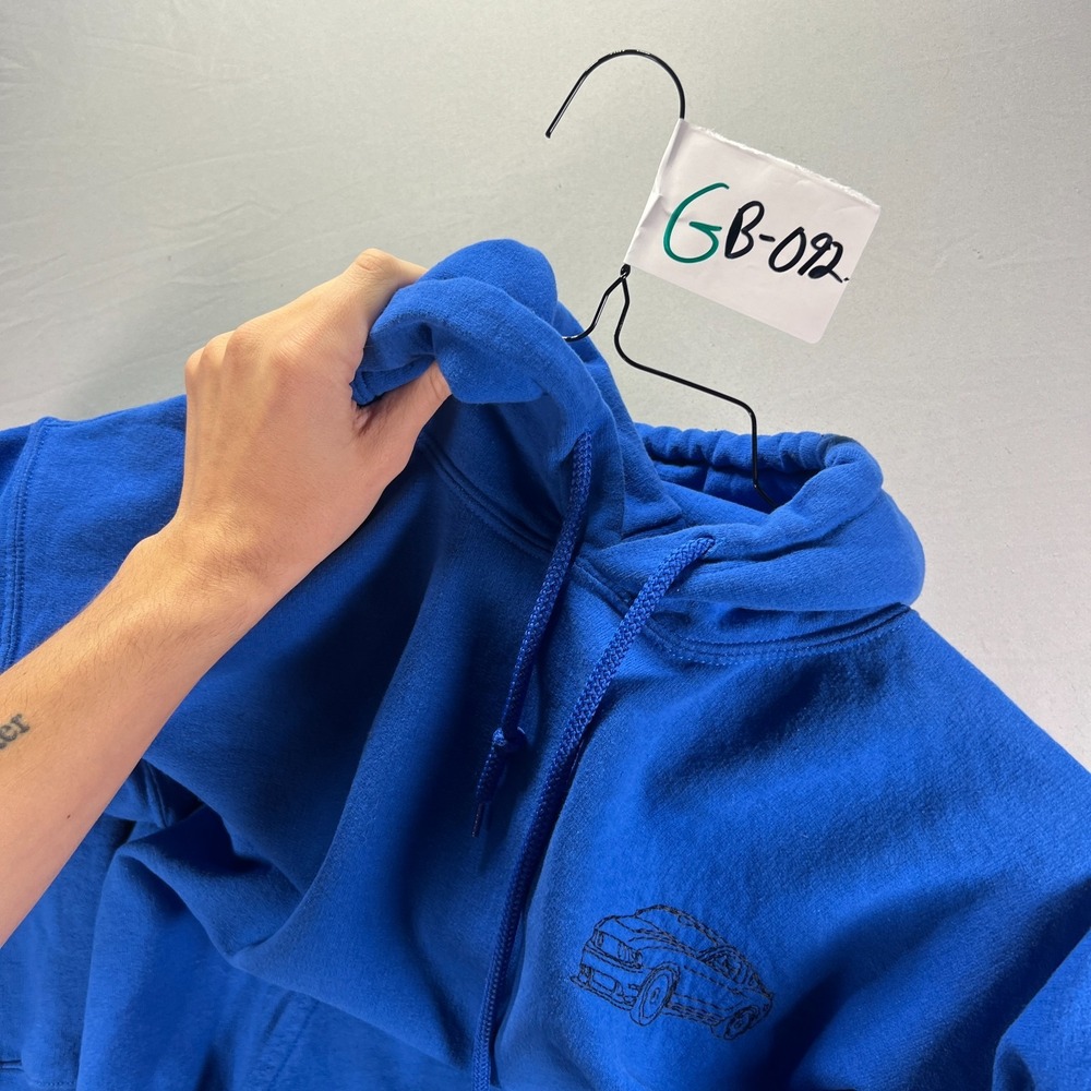 Ford Mustang Hoodie Mens Medium Royal Blue Pullover Fleece Sweatshirt Y2K - Picture 7 of 10